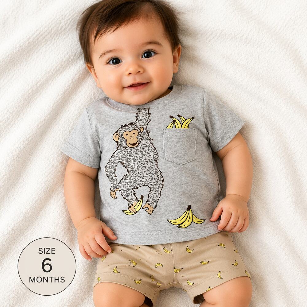 Carters Monkey Banana Tee Shorts Set 6M Baby Boy NWT Summer Outfit